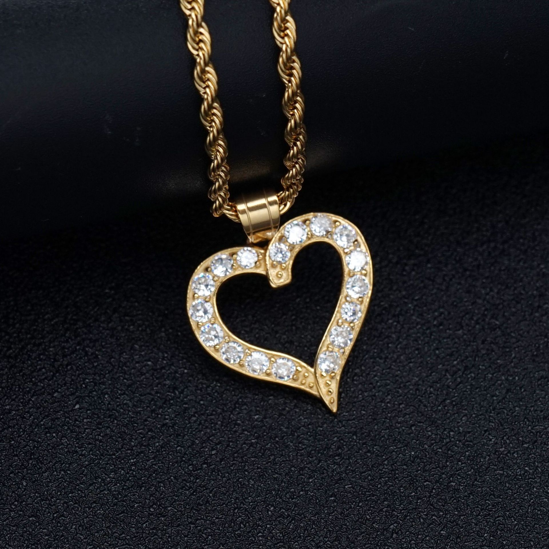 Inlay Design 1 Piece 25*26mm 316 Stainless Steel  Zircon Heart Shape Pendant