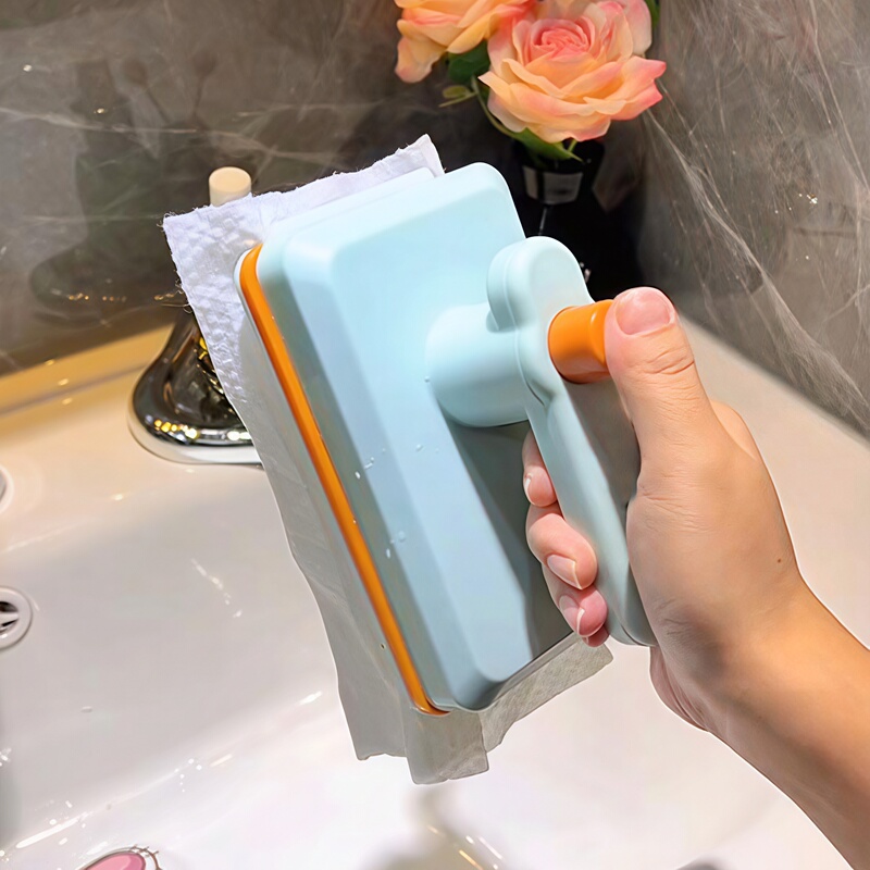 Automatic Cloth-Clamping Mini Mop for Dry and Wet Use, Integrated Wiping and Scraping, No Need for Hand Washing, Portable, Replaceable Cloth Lazy Flat Mop