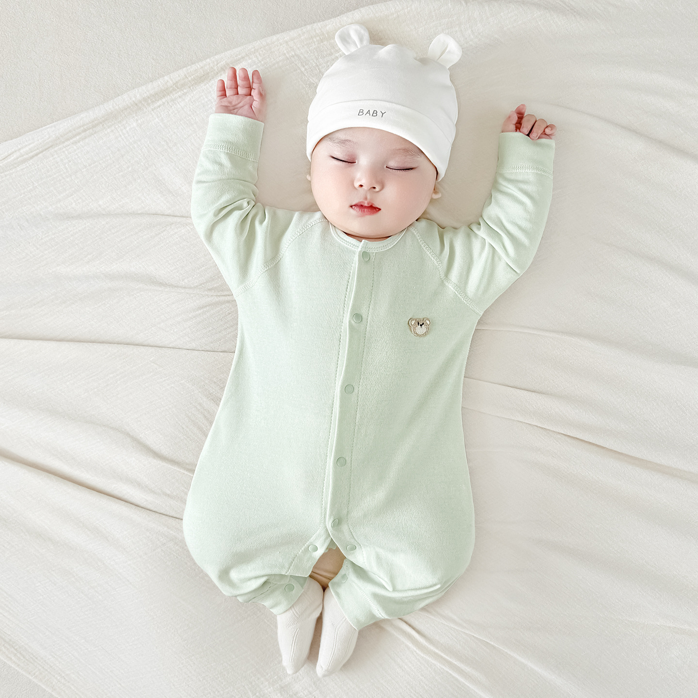 Primavera y otoño, camiseta infantil, camiseta delgada, pijama, luna llena, bebé, ropa de recién nacido