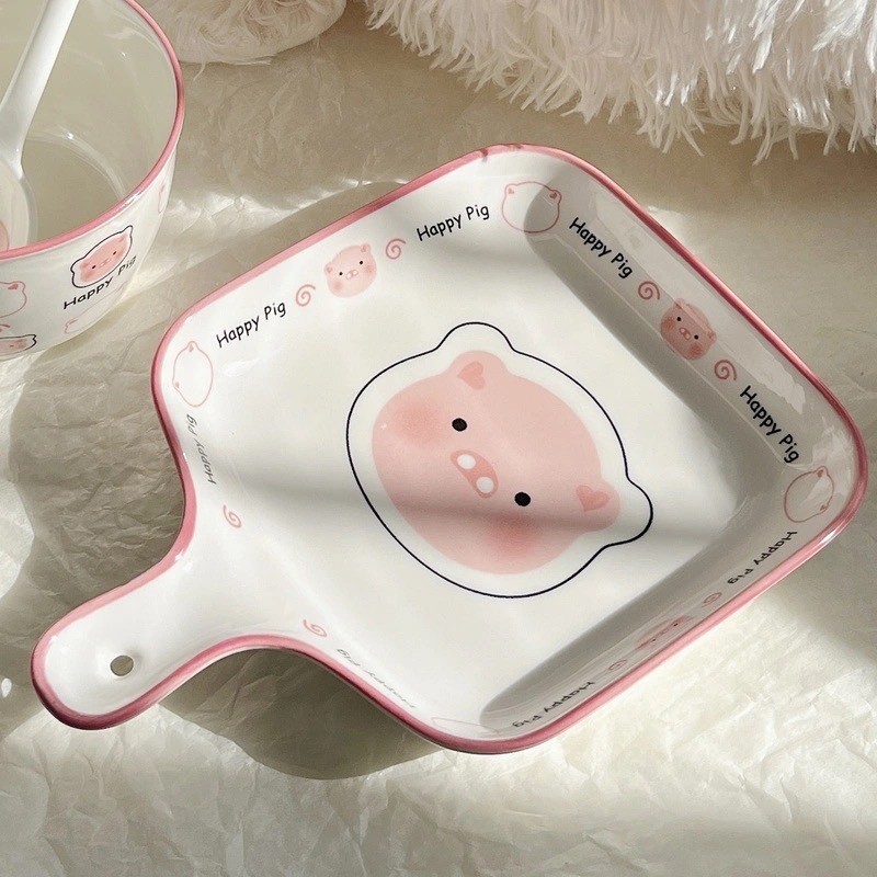 【1개】돼지 손잡이 접시