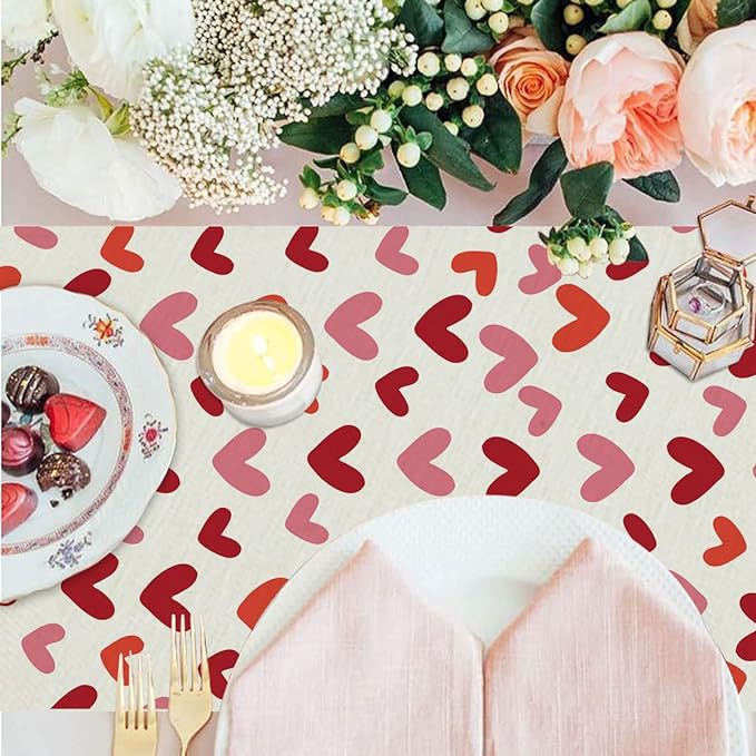 Transfronterizo nuevo amor Rosa carta impresa mantel fiesta ambiente decoración Día de San Valentín camino de mesa