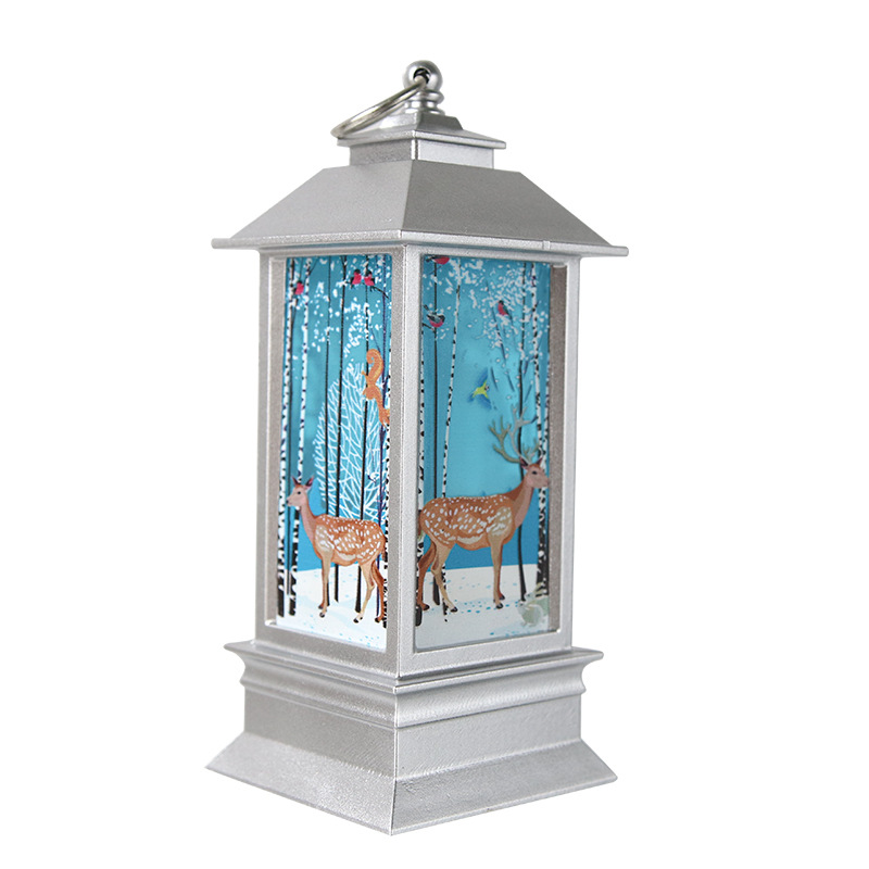 Navidad viento lámpara sueño noche lámpara pequeña lámpara de aceite llama vela candelabro Navidad iluminación decoración de escritorio