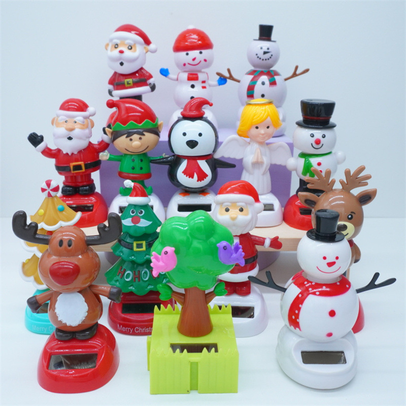 Cross-border Christmas solar energy automatic swing doll car interior shake head decorations creative car car ornaments