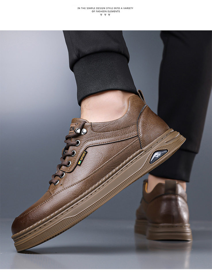 Giày da nam sneaker cổ thấp khâu chỉ thủ công, đế bằng, dây buộc phía trước — Màu nâu, Màu trắng, màu đen chi tiết 20