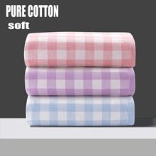 出口欧美方格浴巾纯棉无捻纱柔软抗菌双层婴童标准纱布浴巾盖毯