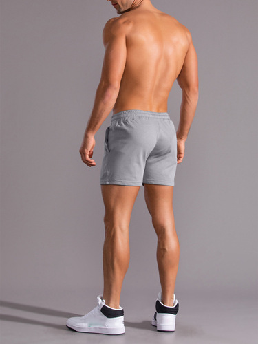 Gray sports shorts, men's trendy men's quarter pants, fitness midpants with coconut tree print