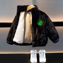 男童外套秋冬羊羔绒貂绒中小童加绒厚儿童皮毛一体羊羔毛新款棉衣