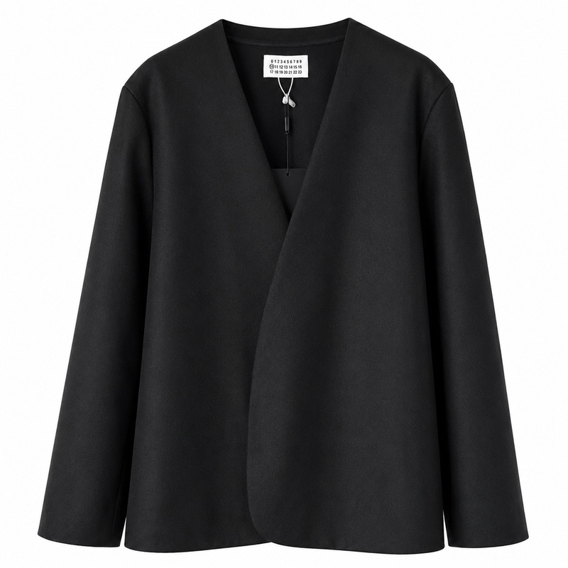 Mala M6 Collarless Suit with Simple Four-Corner Markings, New Versatile Loose Casual Slim-Fit Trendy Black Blazer