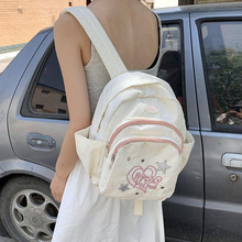 日系流行简约少女双肩包压花灯芯绒小众休闲可爱个性通勤百搭女包