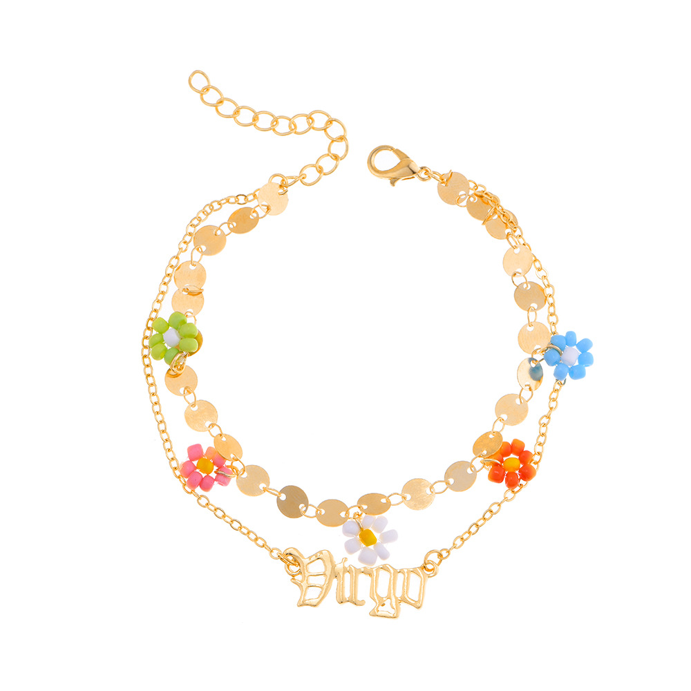 Wholesale Creative Beads Flower Letter Constellation Anklet Nihaojewelry display picture 23