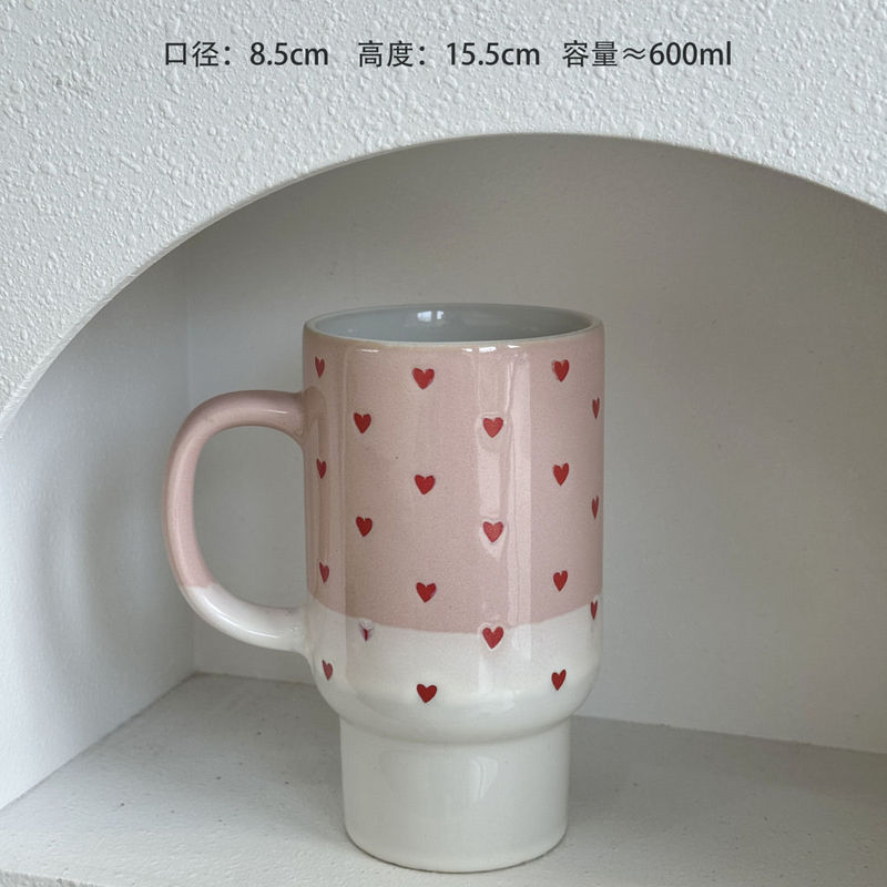 新款情人节礼物爱心陶瓷马克杯轻奢可爱水杯手工情侣咖啡牛奶对杯|undefined