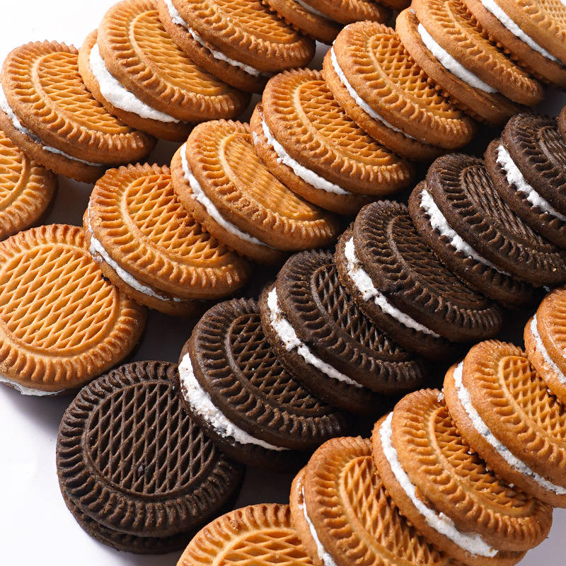 Chocolate sandwich cookies, vintage nostalgic individually wrapped full box breakfast cookies, leisure snacks, multiple flavors, various specifications