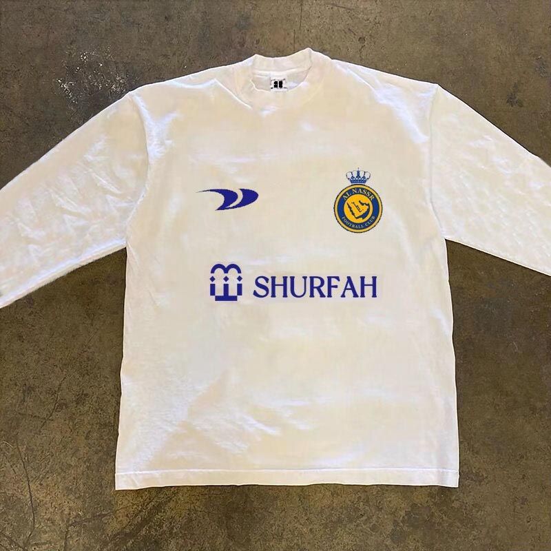 Riyadh Victory Long-Sleeved 260g Pure Cotton Cristiano Ronaldo Football Fans Men's Long-Sleeved T-Shirt Long-Sleeved Jersey Bottoming Shirt Riyadh Victory Long-Sleeved 260g Pure Cotton Cristiano Ronaldo Football Fans Men's Long-Sleeved T-Shirt Long-Sleeved Jersey Bottoming Shirt