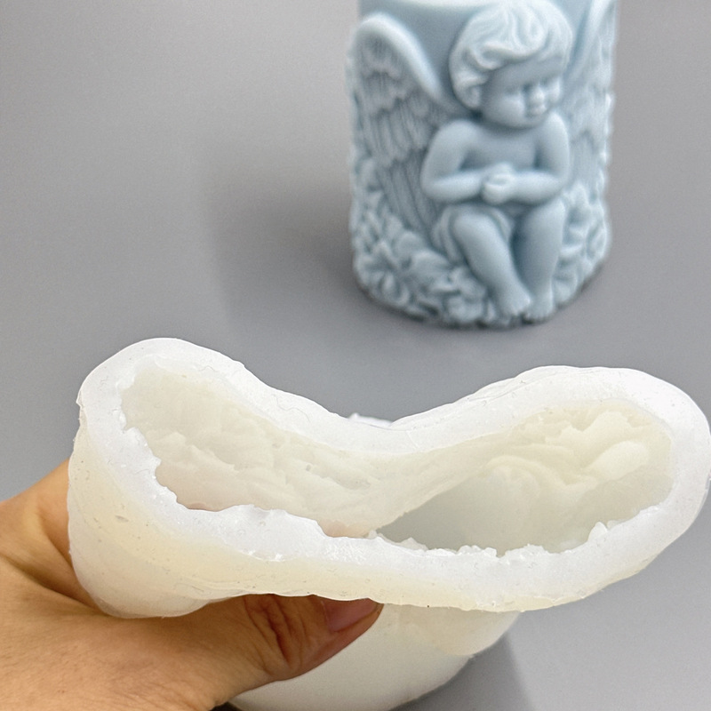 リトルエンジェルシリンダーアロマキャンドルシリコーンモールド石膏装飾品ディフューザーストーン接着剤モールド|undefined