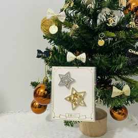 D家2025 圣诞VIC新款赠礼五角星钻发夹金色银色高级女士 一字夹