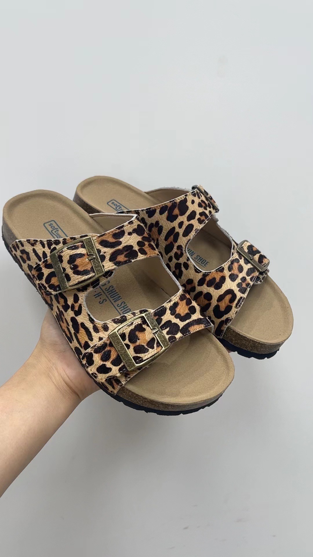 Cuero genuino corcho Boken zapatos de mujer vaca gamuza 2024 primavera y verano Internet celebridad casual antideslizante pareja zapatillas de playa planas