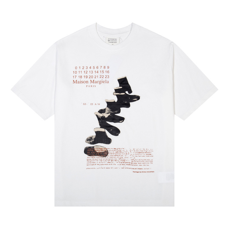 Maison Margiela T-shirt Numeric Logo Stacked Tabi Graphic White