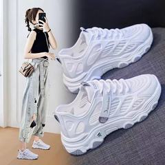 お父さん靴女性 2025 新しい靴女性 ins トレンド春と夏通気性薄型スポーツシューズ学生メッシュ白靴