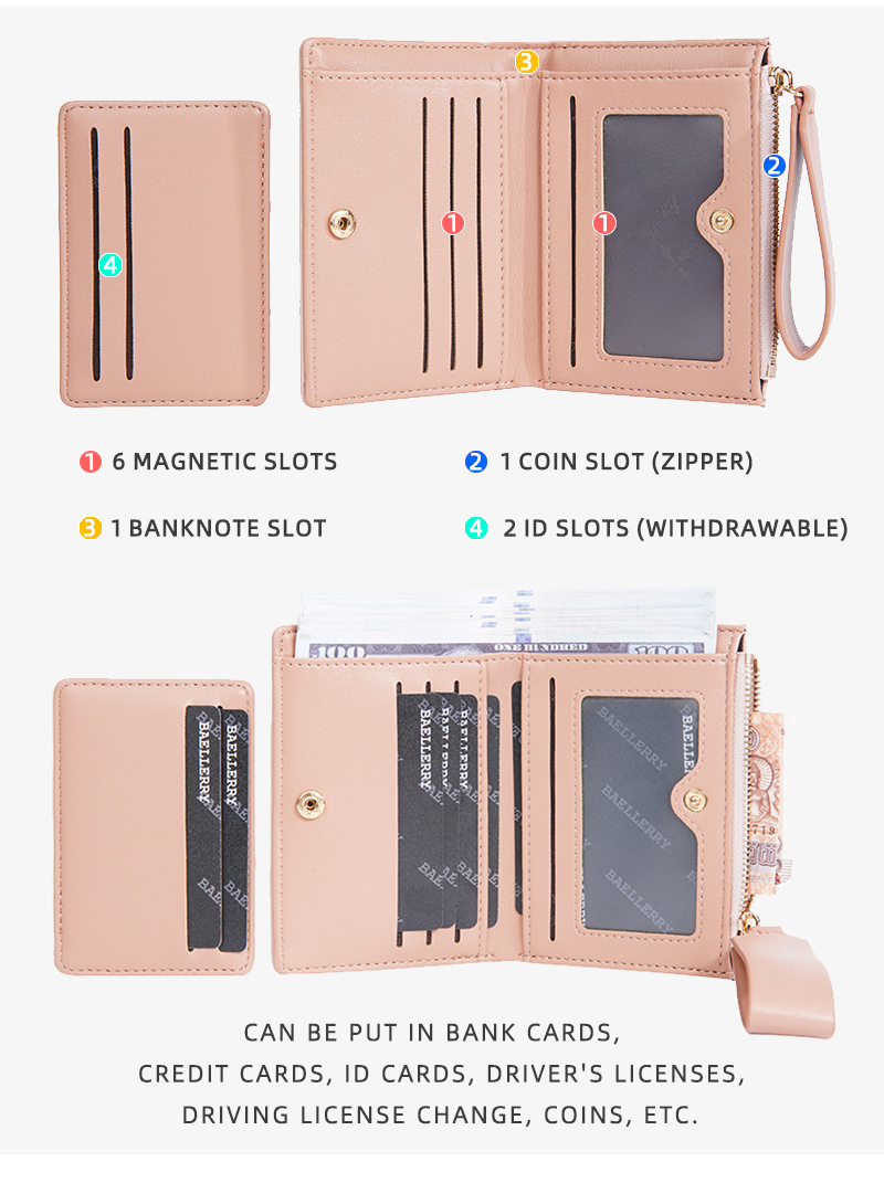 New Women's Short Wallet With Contrasting Colors Double Fold Zipper Zero Wallet Fashionable And Fresh Card Bag_voghion.com