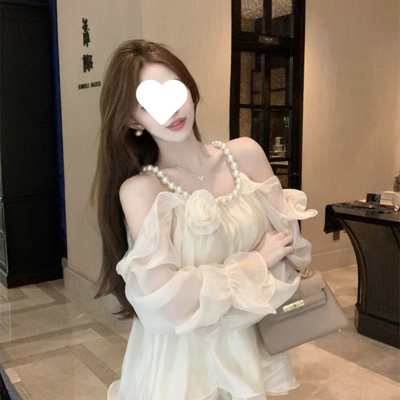 【1902人のコレクション】セレブ娘のフレンチシャツ、パールホルターネックトップ、純粋な欲望と妖精のような気質|undefined