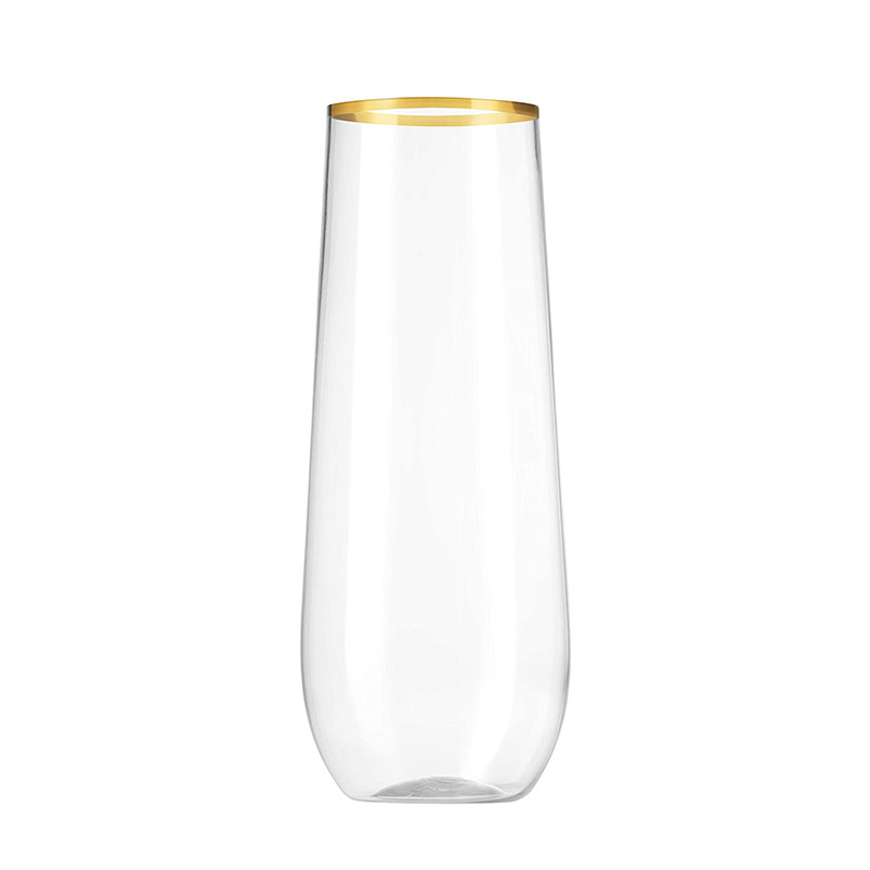 9oz PET fábrica al por mayor Copa de champán taza de plástico desechable taza de bebida partido taza de plástico sin pies