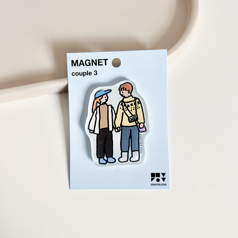 Corea del Sur zeroperzero familia ilustración de padres e hijos pegatinas de refrigerador acrílico imán magnético pegatinas de fotos