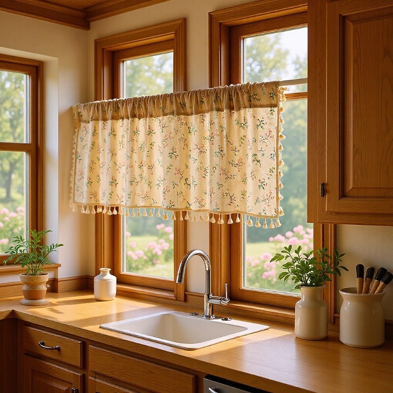 Japanese Style Small Fresh Fabric Door Curtain Ins Floral Partition Curtain Bedroom Privacy Half Curtain Kitchen Sunshade Lace Short Curtain