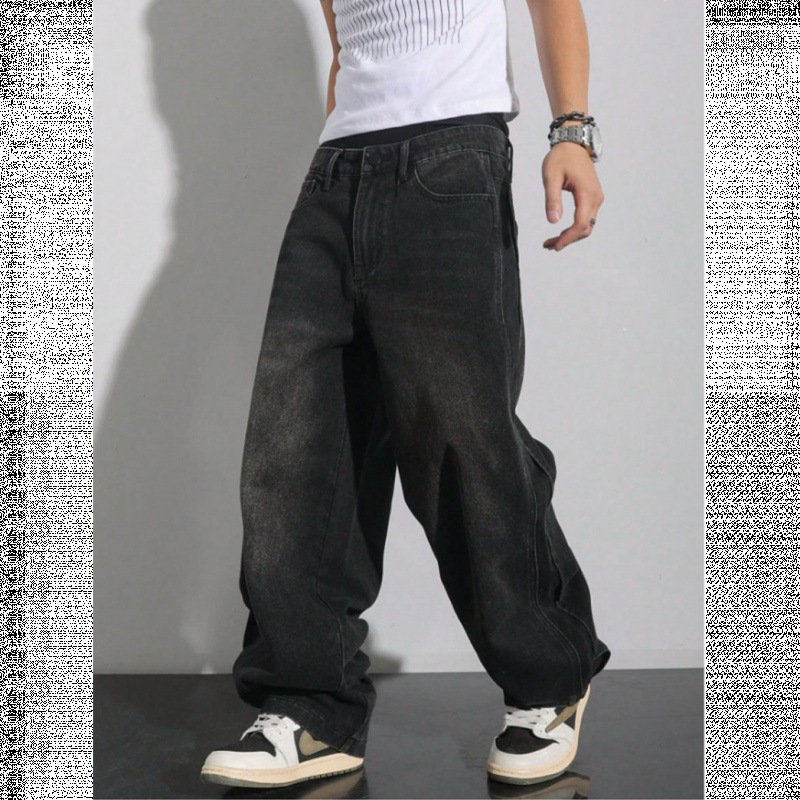 Trendy Oversized Men's Denim Jeans High Street Fashion Brand Plus Size Stretchy Wide-Leg Pants European and American Cross-Border Pants Trendy Oversized Men's Denim Jeans High Street Fashion Brand Plus Size Stretchy Wide-Leg Pants European and American Cross-Border Pants