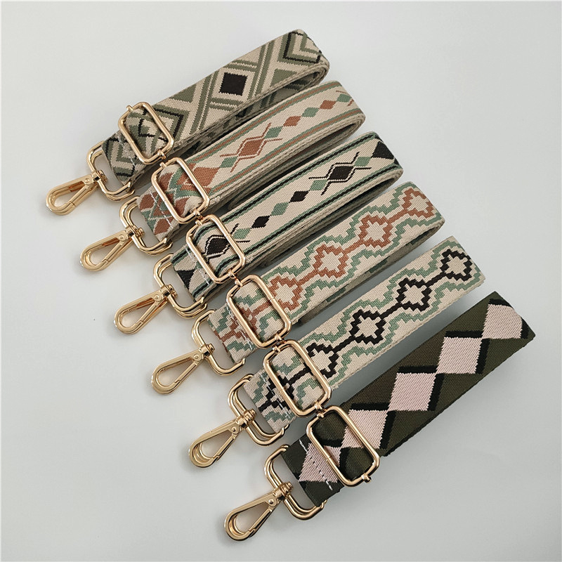 Casual Style Green Gold Silver Polyester Multicolor Bag Strap
