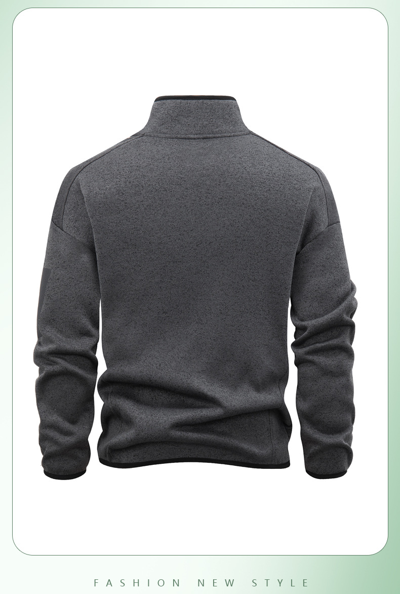 Reißverschlusstasche Herbst Neue Herrenmode Trend Marke Langarm Sweatshirt Koreanischer Stil Stehkragen Strickjacke Jacke Sweatshirt_voghion.com