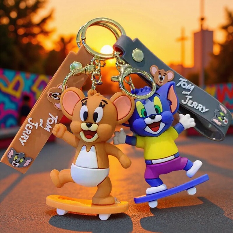 Cartoon Cat and Mouse Cute Keychain, Adorable Tom and Jerry Doll Bag Pendant, Promotional Small Gifts Wholesale