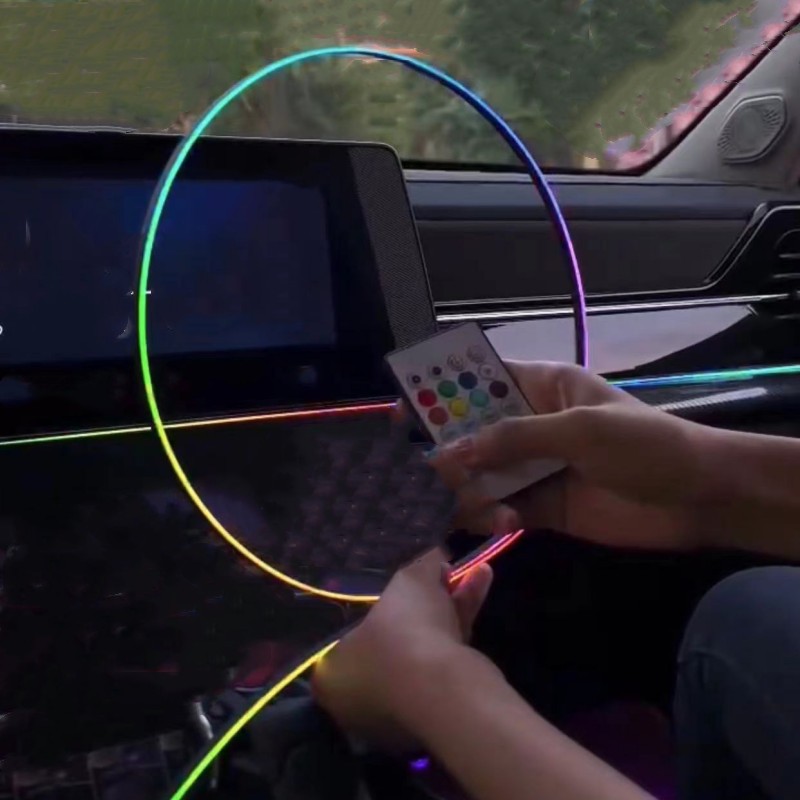 Nuevo USB color mágico faro coche hoja oculta streamer caballo corriendo acrílico LED consola central modificación lámpara