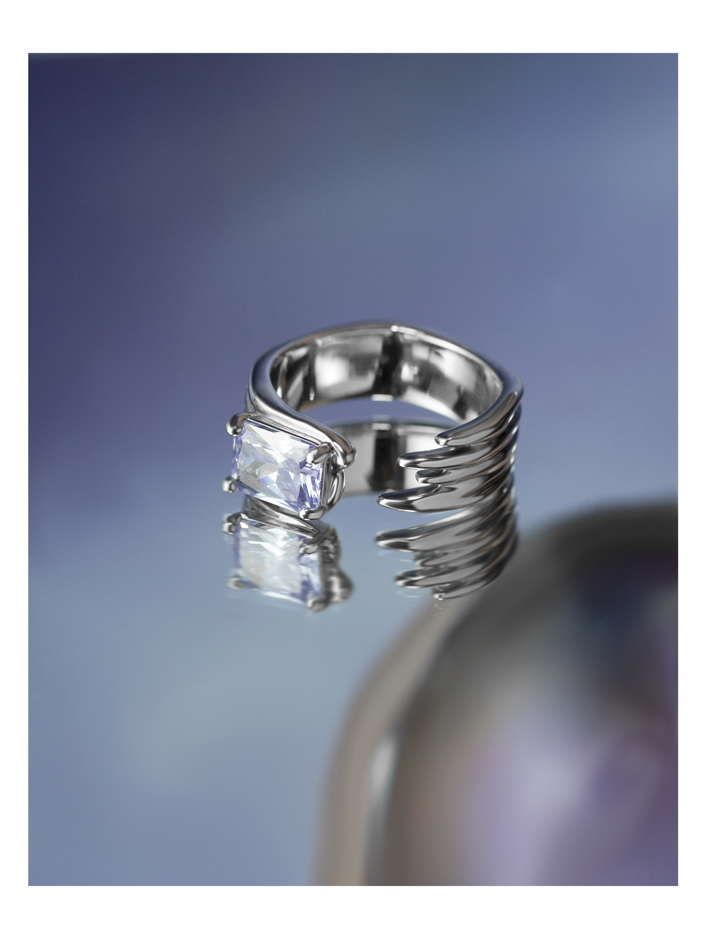 Fashion Geometric Copper Plating Zircon Open Ring