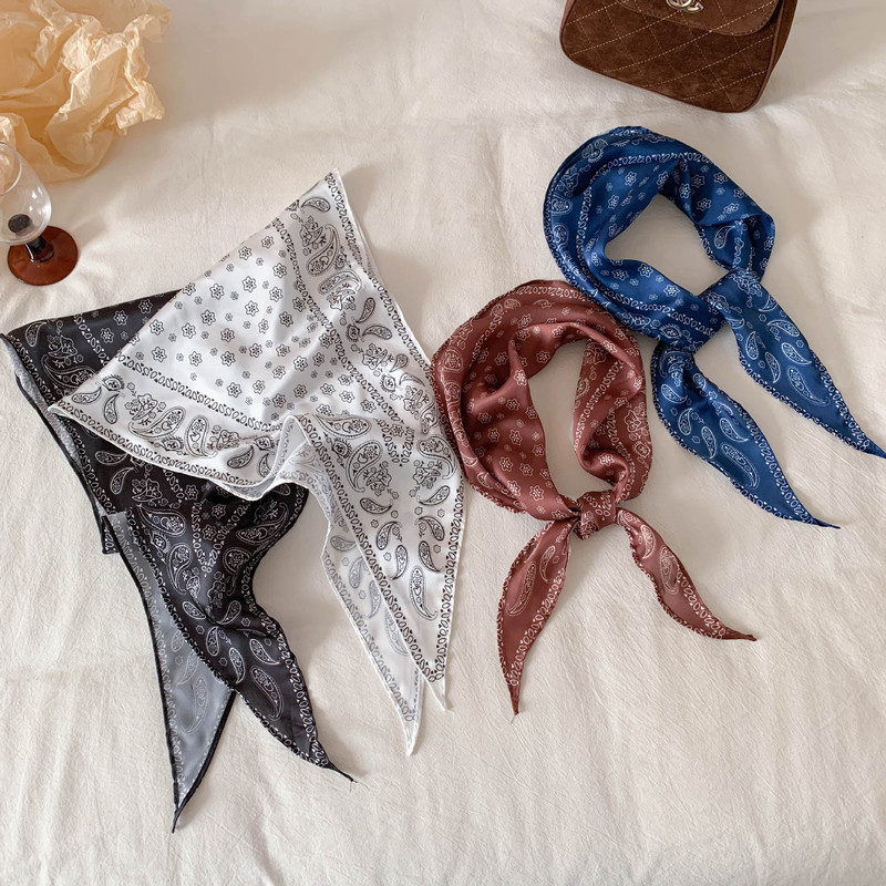Spring and Summer New Style Paisley Triangle Scarf, Decorative Shirt Neck Scarf, Long Ribbon, Hair Tie, Ribbon Accessory Spring and Summer New Style Paisley Triangle Scarf, Decorative Shirt Neck Scarf, Long Ribbon, Hair Tie, Ribbon Accessory