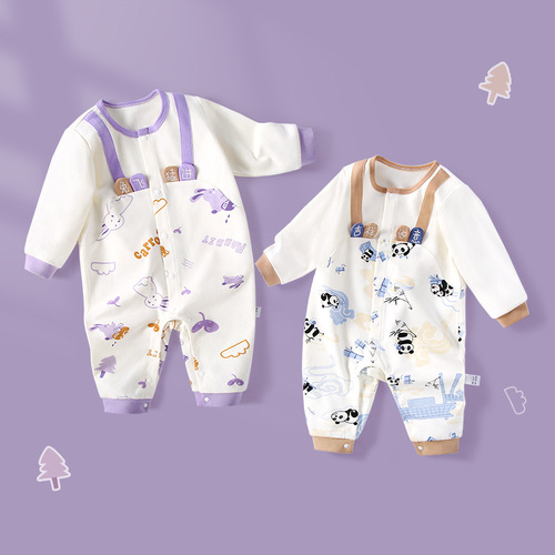  New Baby Jumpsuit Spring and Autumn Style Newborn Harness Female Baby Clothes Baby Boy Long Sleeve Romper Clothes Children's Clothing