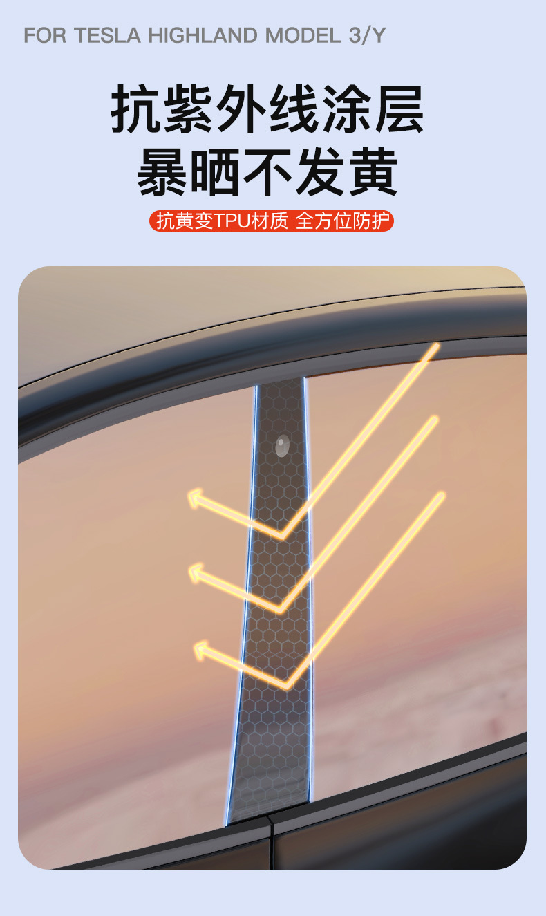Suitable for the New Version of Tesla Model Y/3 Center Pillar Film B-Pillar Swipe Card Protective Film Car Exterior Accessories