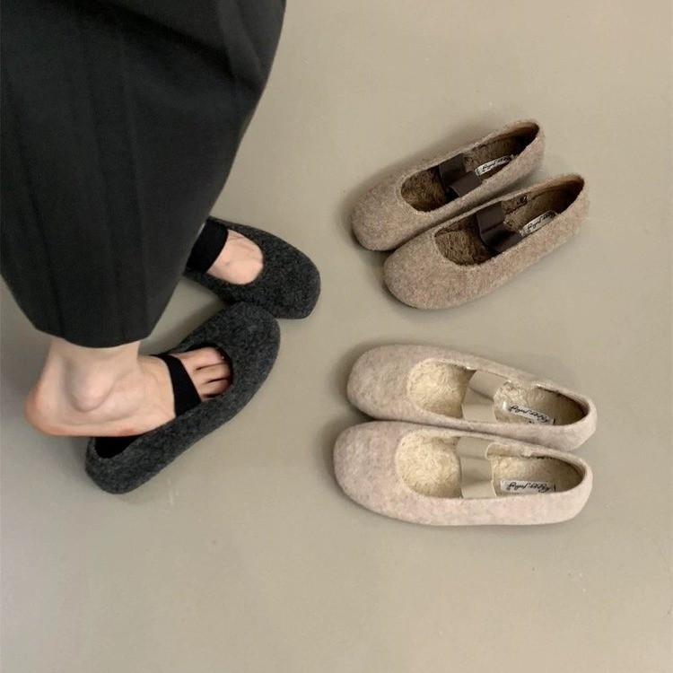 2025 Autumn New Fairy Chic Furry Elegant Mary Jane Flats, Warm Cotton Shoes, Flat Loafers_vogvips.com