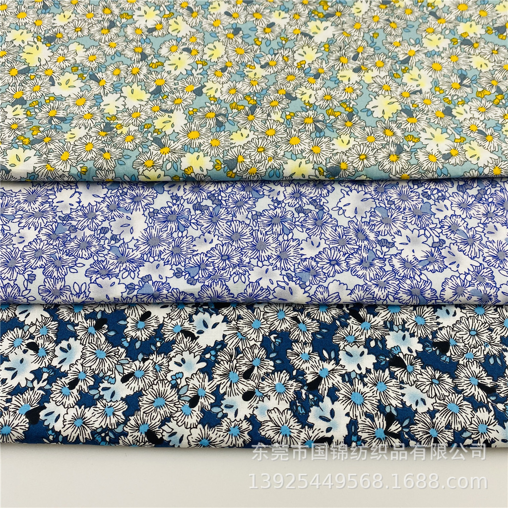 田园风小清新印花布 春夏新款60支仿天丝印花 围嘴餐布工艺品面料