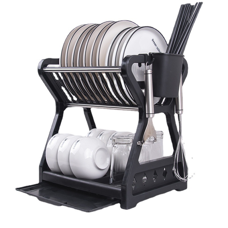 Estante de almacenamiento de cocina tazón y plato estante de almacenamiento mesa de drenaje estante de tazón vajilla palillos armario doméstico multi-capa organizador rack