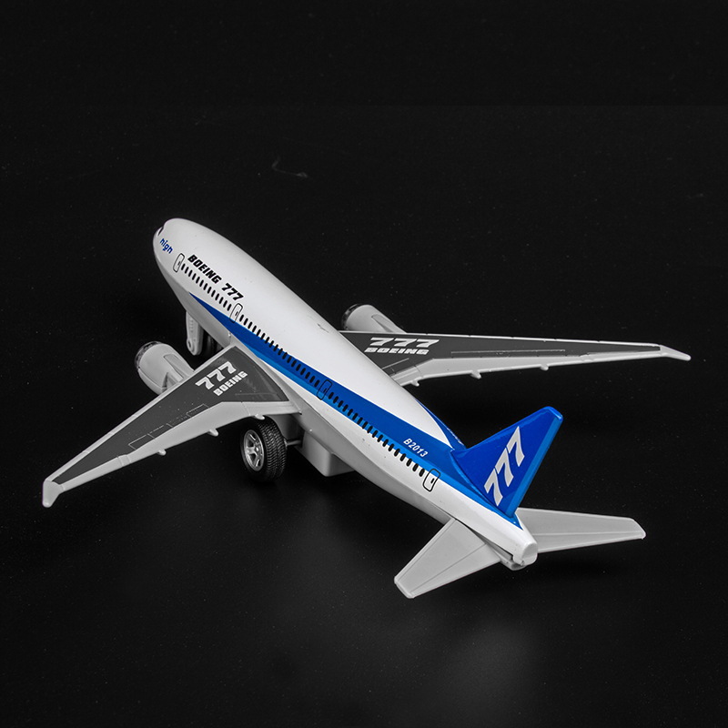 Caipo 51473B aleación aviones de juguete modelo niños simulación sonido 777 avión pasajeros sonido y luz Tire hacia atrás caja color