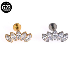 16G 6/8mm New Model G23 Titanium Alloy Piercing Jewelry Crown Diamond-Studded Ball Barbell Lip Ring Medusa Ring Ear