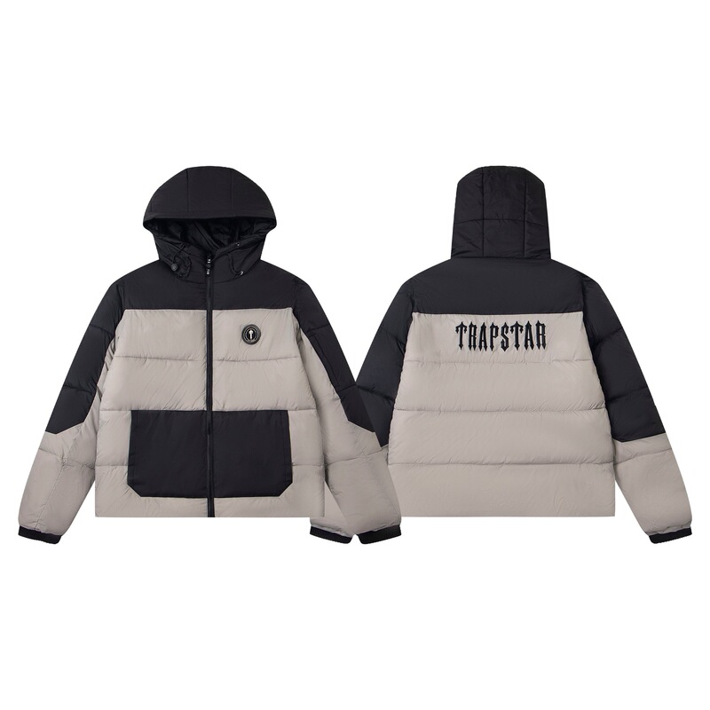 Trapstar American high street fashion brand winter warm thick embroidered patchwork casual men's hooded cotton jacket Trapstar American high street fashion brand winter warm thick embroidered patchwork casual men's hooded cotton jacket