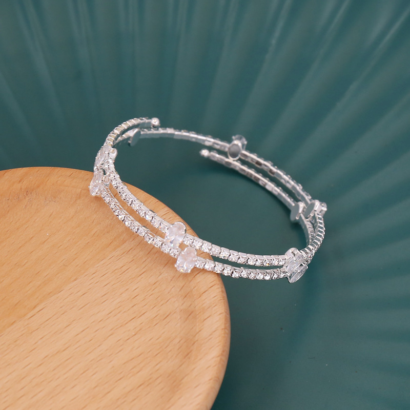 Cross-Border New Arrival Fully Jeweled Loving Heart Five-Pointed Star Elastic Bracelet Female Person