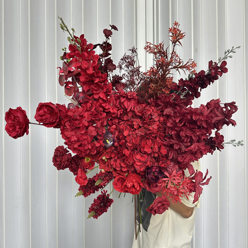 Red Artificial Flowers Chinese Wedding Hall Artificial Flower Scene Layout Rose Hydrangea Butterfly Orchid Flower Art Artificial Flowers Red Artificial Flowers Chinese Wedding Hall Artificial Flower Scene Layout Rose Hydrangea Butterfly Orchid Flower Art Artificial Flowers