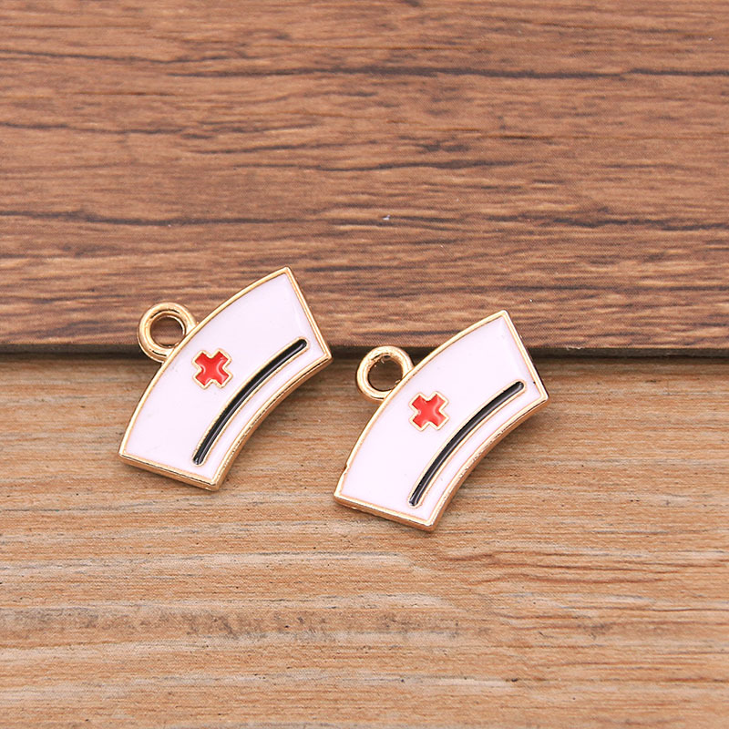 6 encanto médico DIY aleación accesorios de la joyería 2 color base gota aceite estetoscopio jeringa amor colgante