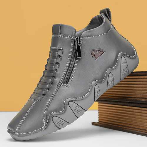 Bestselling women's boots in large sizes, mid-height leather boots for outdoor casual wear, women's short boots