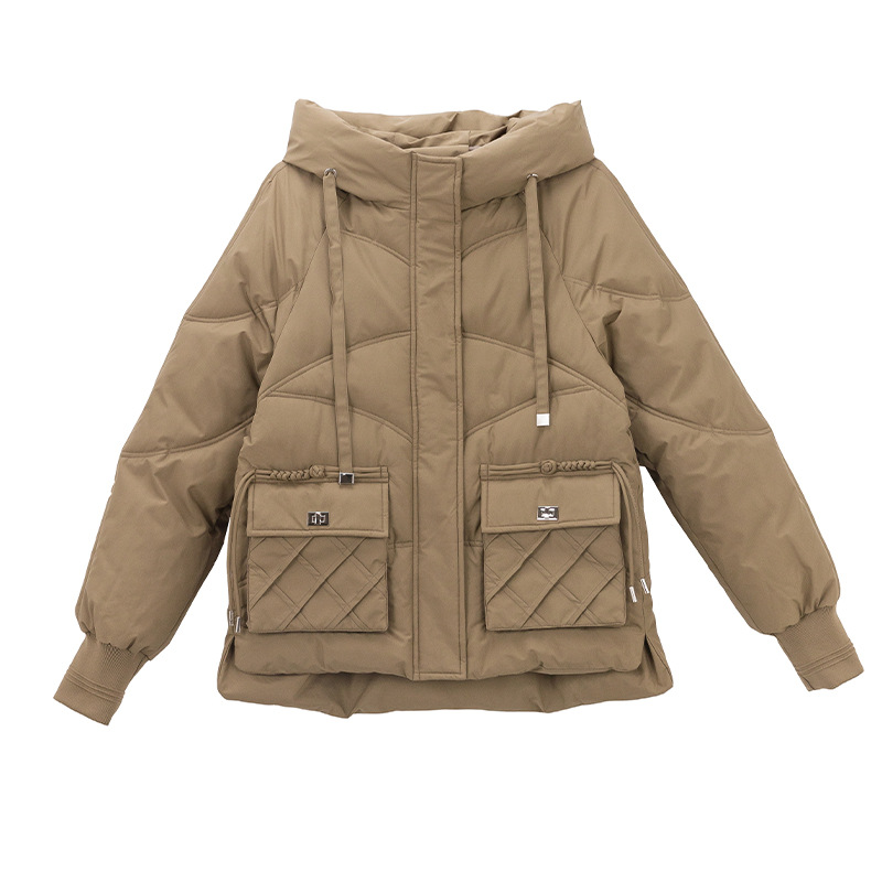 Capa de algodón de pluma corta para mujeres otoño y invierno 2024 nuevo estilo suelto de gran tamaño exterior grueso abrigo de algodón cálido chaqueta de algodón image 5