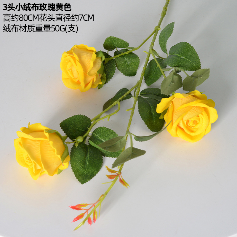 3 cabezas de franela pequeña rosa amarilla