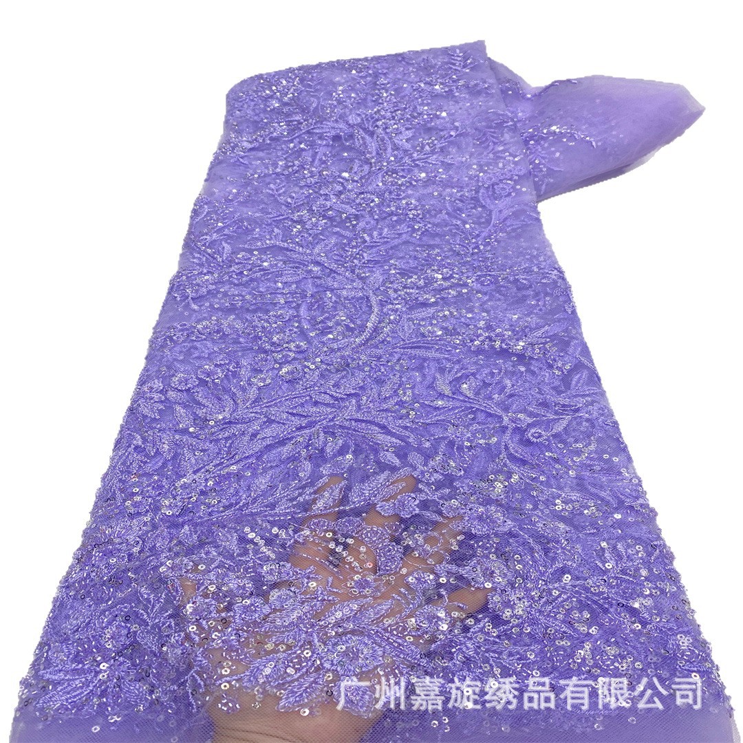 Tejido de ropa bordado de tubo de perlas flor de planta vestido damas de honor vestido de paleta tela bordada encaje
