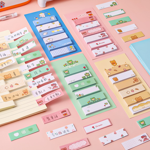 Cartoon grid girl index stickers student cute instruction stickers ins6 sticky notes creative message note paper